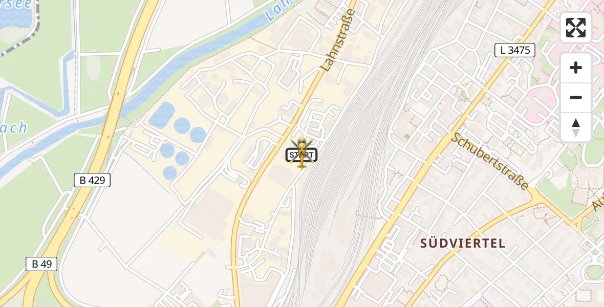 Flugroute Rettungshubschrauber Gießen - Gießen, 29 April 2026, 18:56