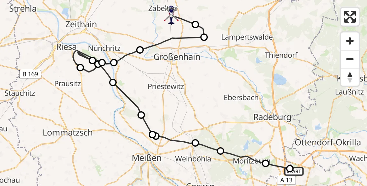 Flugroute Polizeihubschrauber Dresden Flughafen - Großenhain, 29 April 2026, 18:57