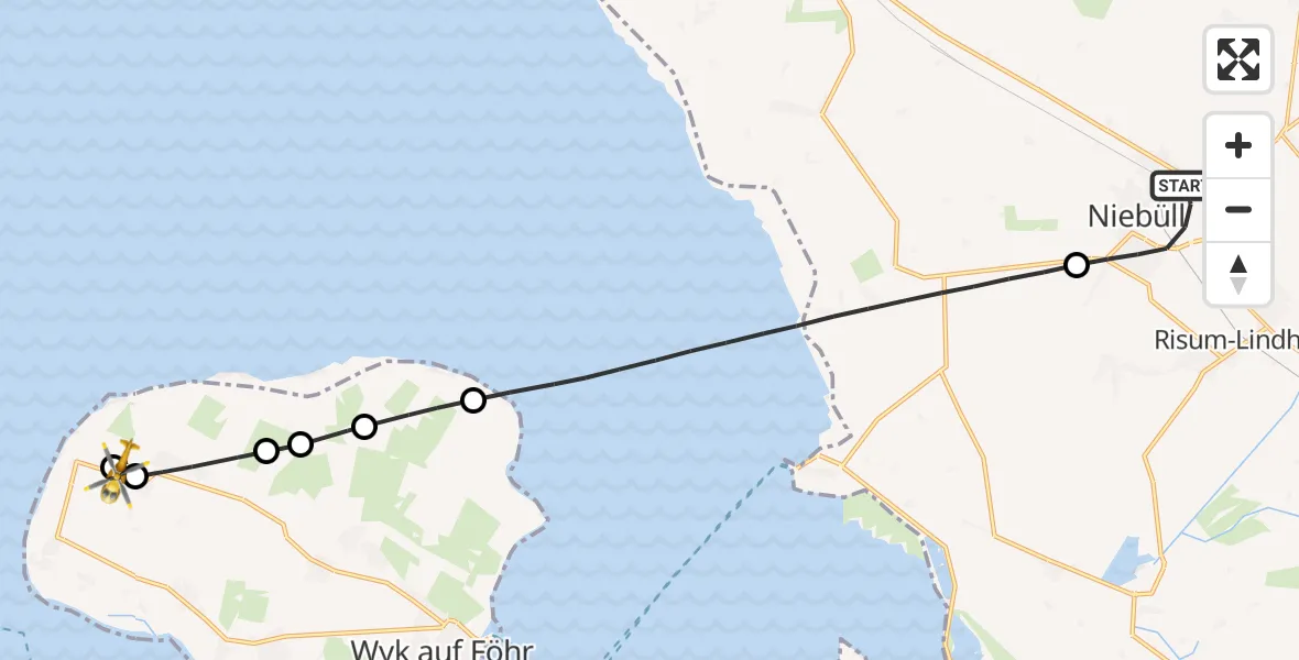 Flugroute Rettungshubschrauber Niebüll - Oldsum, 30 April 2026, 04:23