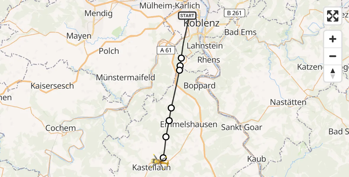 Flugroute Rettungshubschrauber Koblenz - Roth, 30 April 2026, 05:00