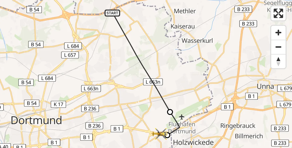 Flugroute Rettungshubschrauber Dortmund - Dortmund, 30 April 2026, 06:33