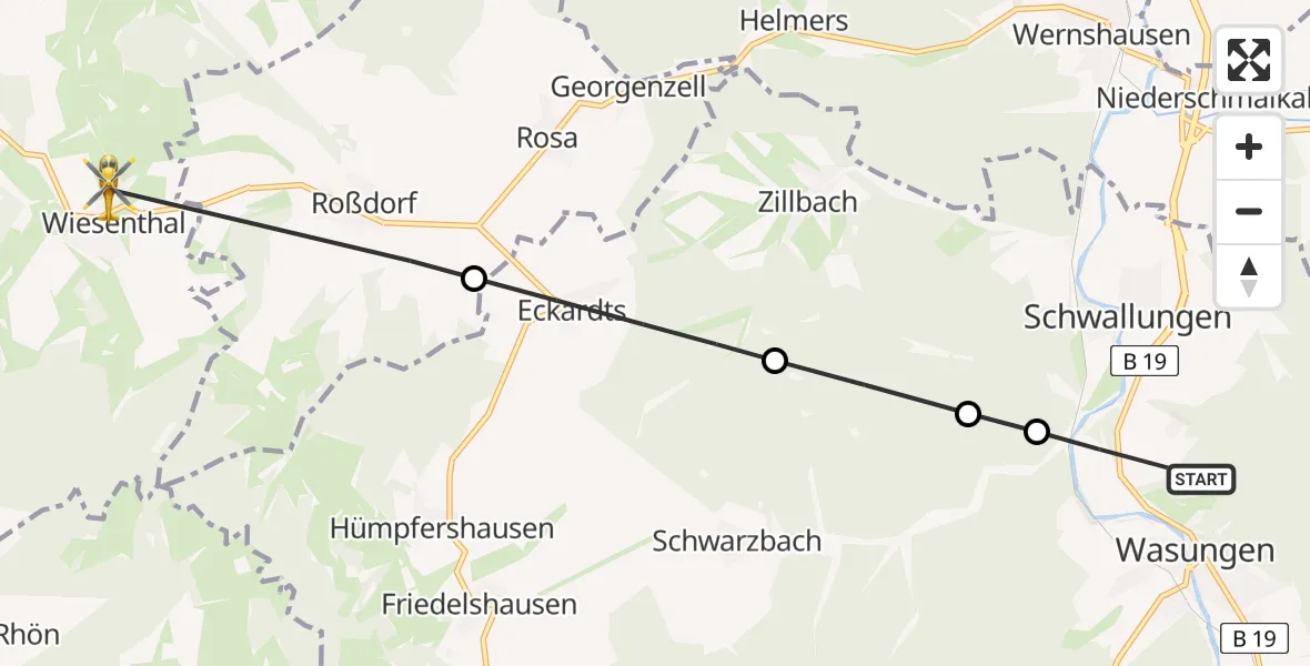 Flugroute Rettungshubschrauber Wasungen - Wiesenthal, 30 April 2026, 06:51