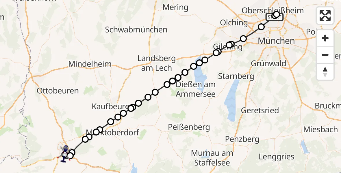 Flugroute Polizeihubschrauber Oberschleißheim - Kempten-Durach Flugplatz, 30 April 2026, 07:26