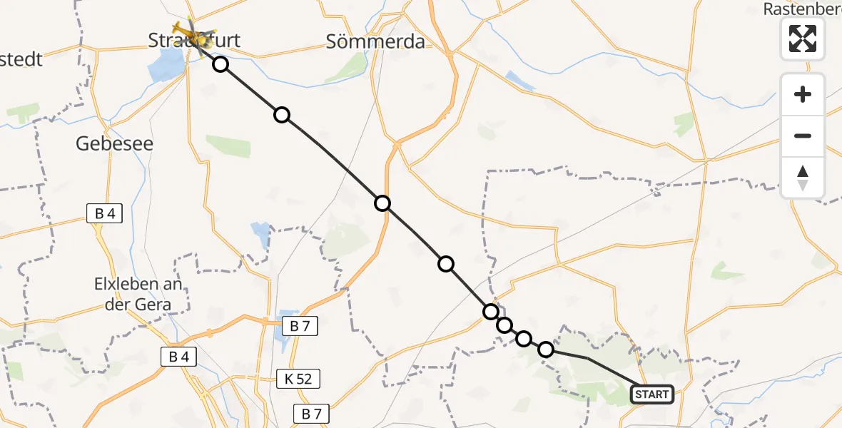 Flugroute Rettungshubschrauber Weimar - Straußfurt, 30 April 2026, 08:19