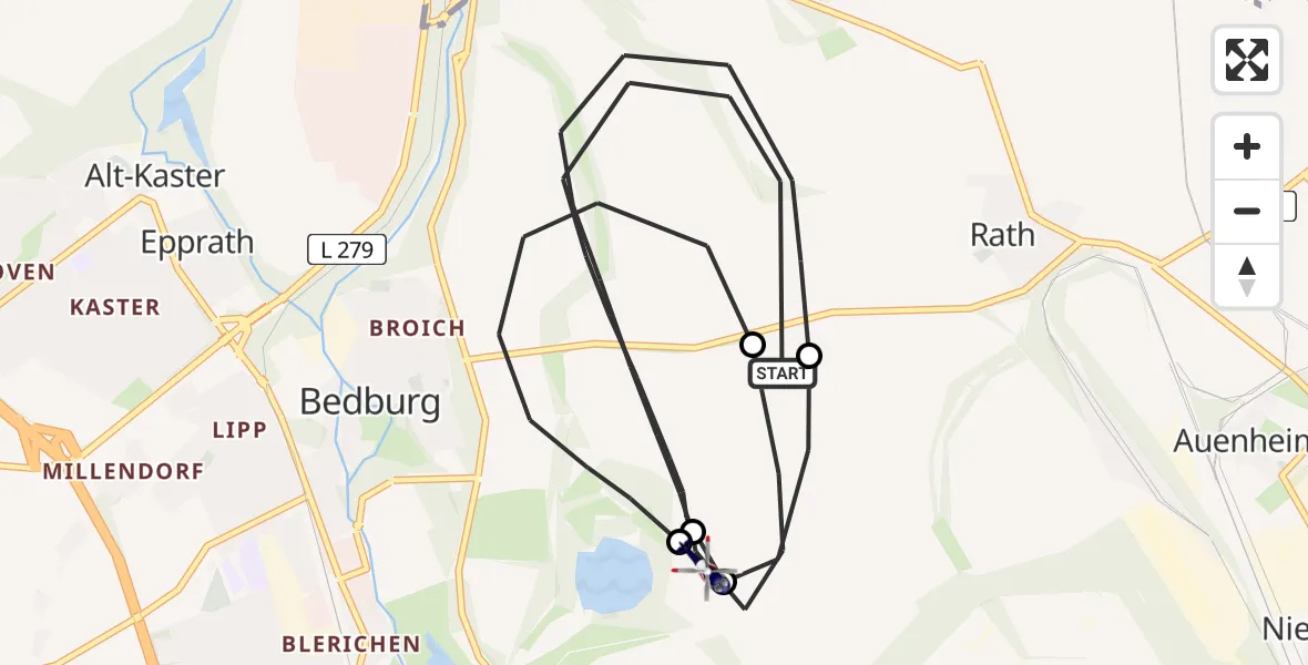 Flugroute Polizeihubschrauber Bedburg - Bergheim, 30 April 2026, 08:22