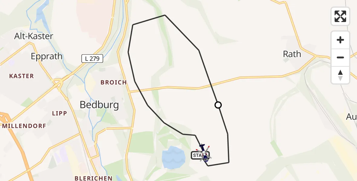 Flugroute Polizeihubschrauber Bergheim - Bergheim, 30 April 2026, 08:33