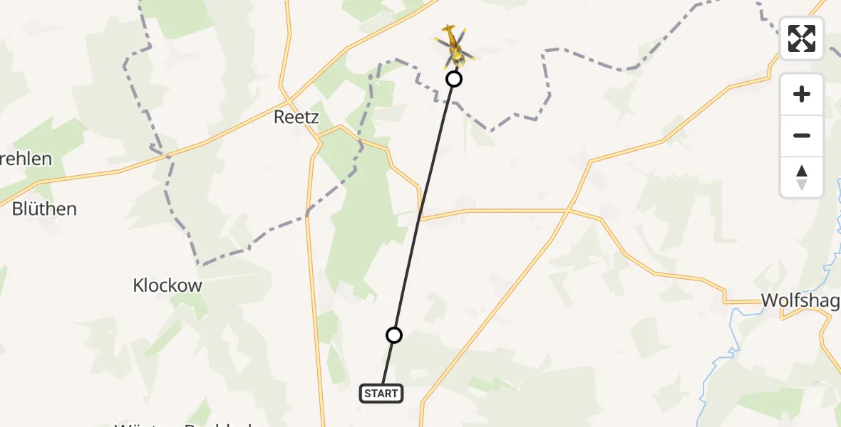 Flugroute Rettungshubschrauber Perleberg - Gülitz-Reetz, 30 April 2026, 08:34