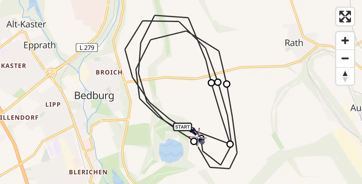Flugroute Polizeihubschrauber Bedburg - Bergheim, 30 April 2026, 08:37