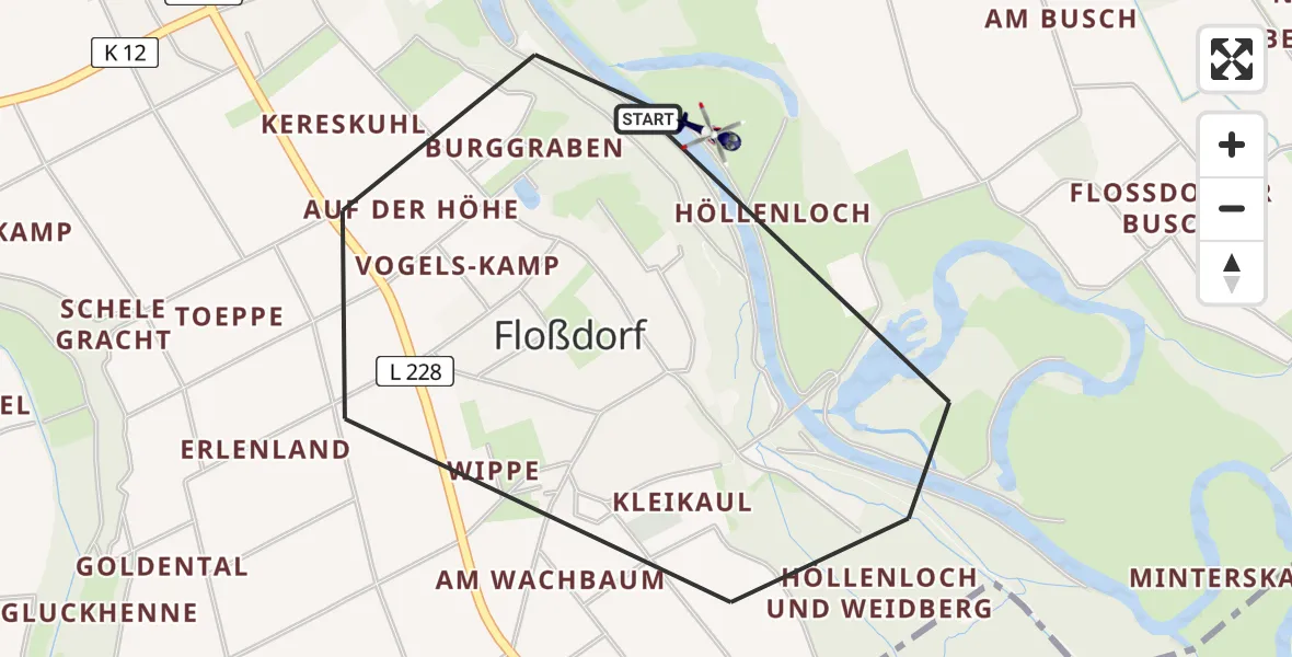 Flugroute Polizeihubschrauber Linnich - Linnich, 30 April 2026, 08:41