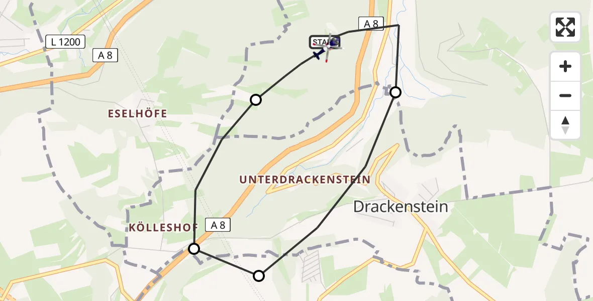 Flugroute Polizeihubschrauber Bad Ditzenbach - Bad Ditzenbach, 30 April 2026, 08:42