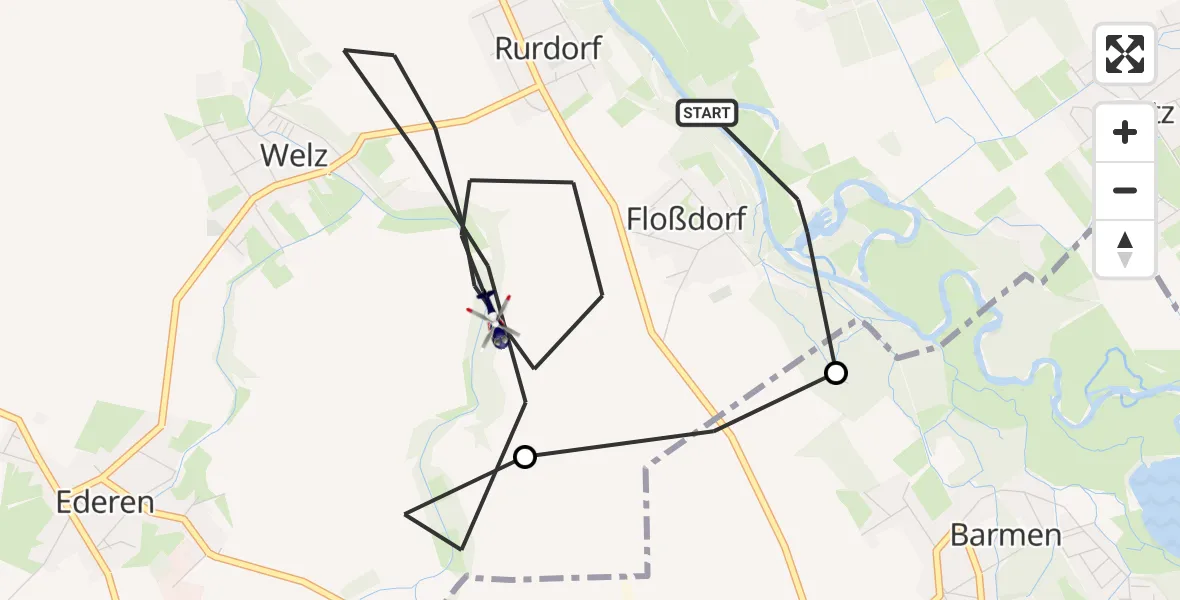 Flugroute Polizeihubschrauber Linnich - Linnich, 30 April 2026, 08:45