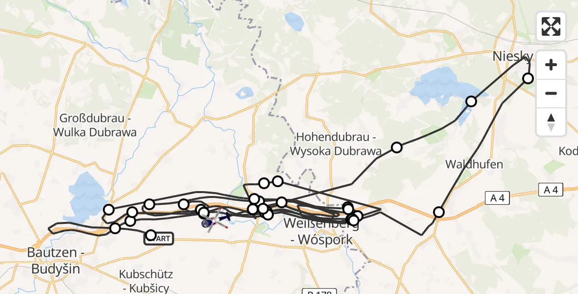 Flugroute Polizeihubschrauber Bautzen Flugplatz - Weißenberg, 30 April 2026, 08:51