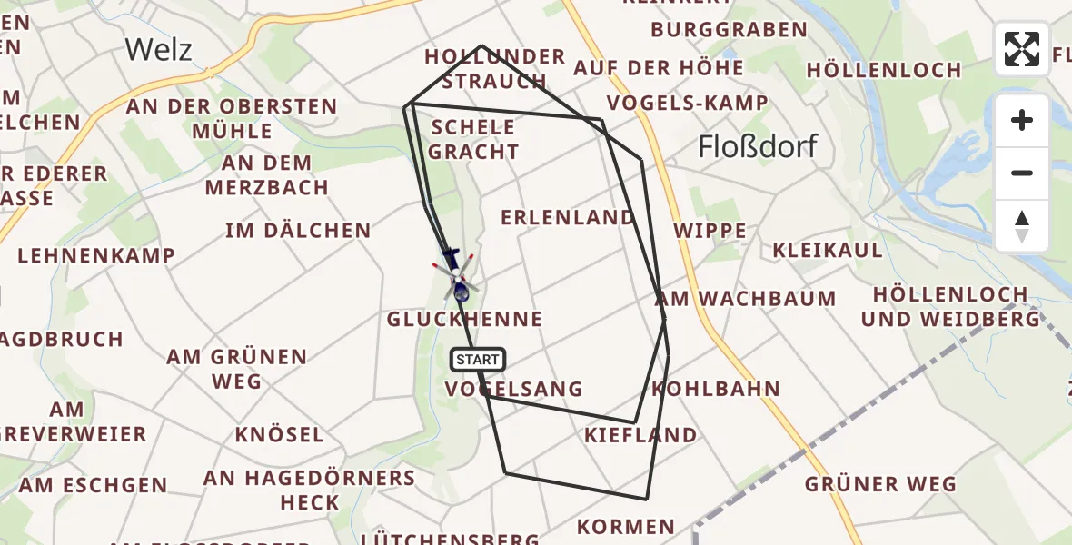 Flugroute Polizeihubschrauber Linnich - Linnich, 30 April 2026, 08:57