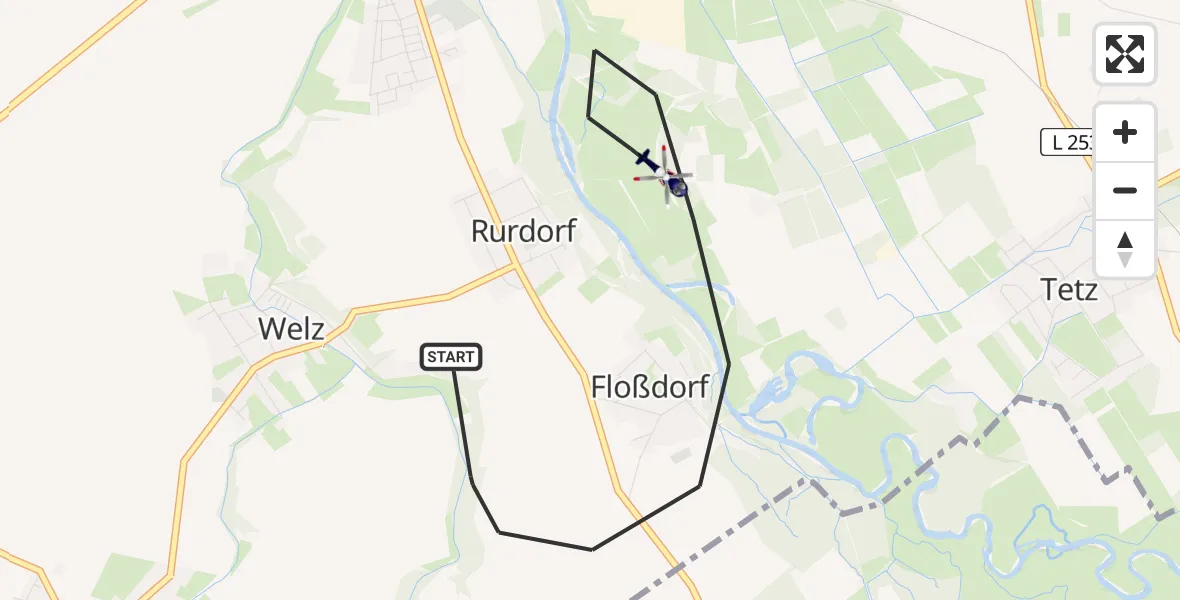 Flugroute Polizeihubschrauber Linnich - Linnich, 30 April 2026, 09:00