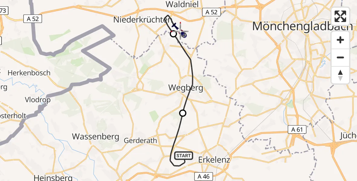 Flugroute Polizeihubschrauber Erkelenz - Schwalmtal, 30 April 2026, 09:04
