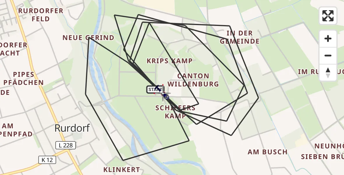 Flugroute Polizeihubschrauber Linnich - Linnich, 30 April 2026, 09:04