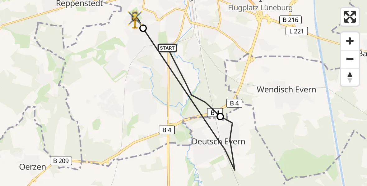 Flugroute Rettungshubschrauber Lüneburg - Lüneburg, 30 April 2026, 09:13