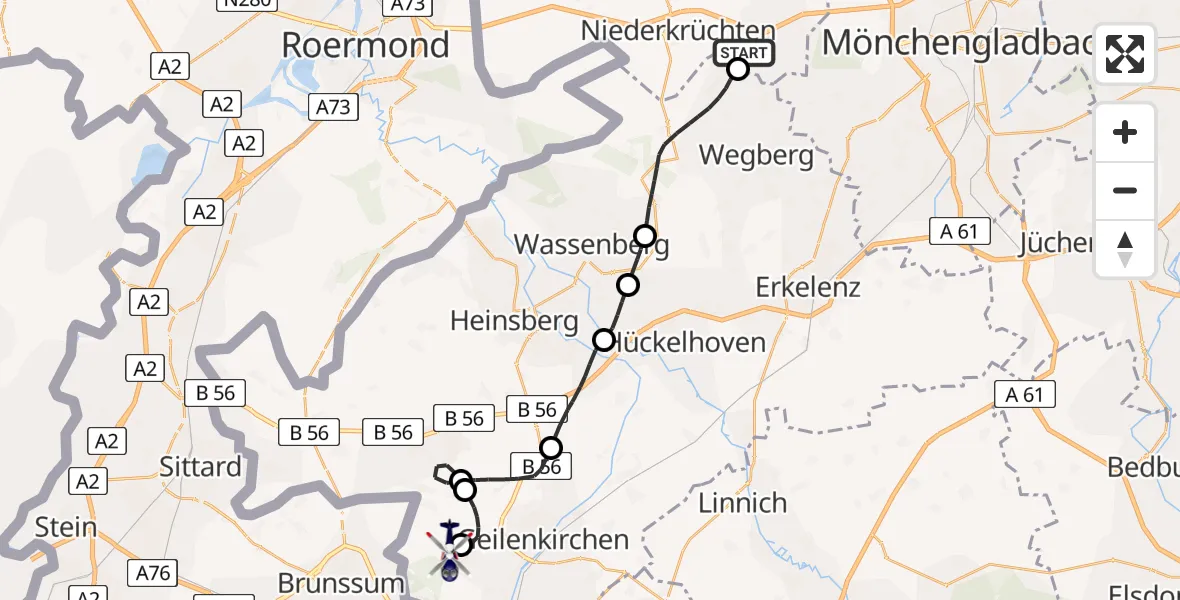 Flugroute Polizeihubschrauber Schwalmtal - Militärflugplatz Geilenkirchen, 30 April 2026, 09:13