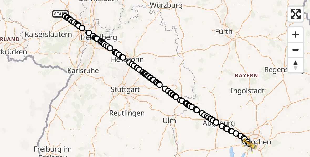 Flugroute Rettungshubschrauber Orbis - DRF Air Rescue München Hubschrauberlandeplatz, 30 April 2026, 10:21
