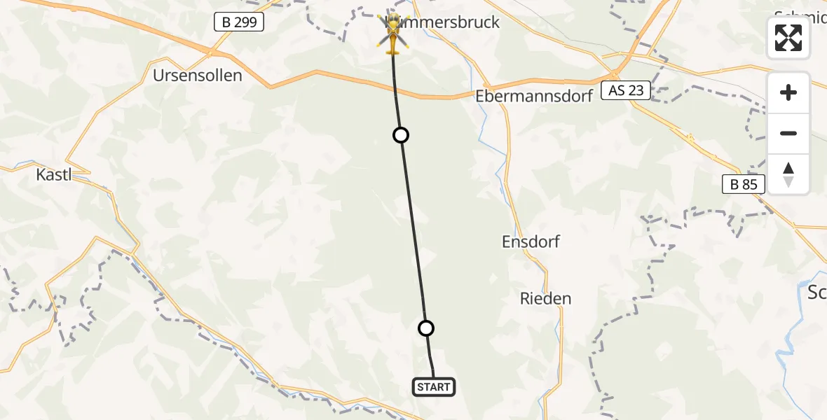 Flugroute Ambulanzhubschrauber Schmidmühlen - Kümmersbruck, 30 April 2026, 10:34