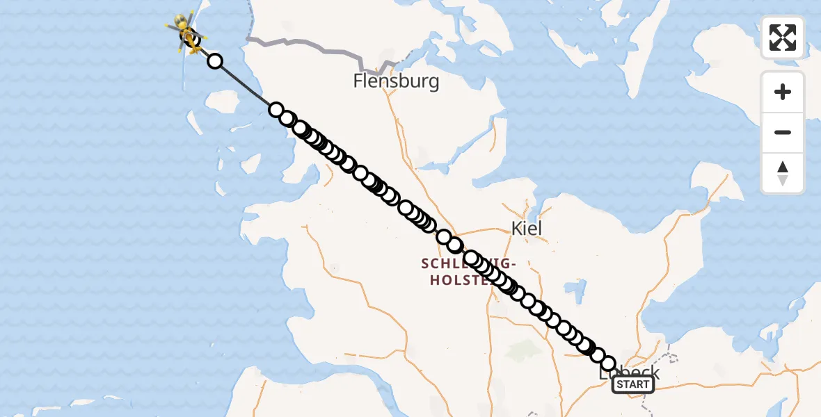 Flugroute Rettungshubschrauber Lübeck - Sylt, 30 April 2026, 11:27