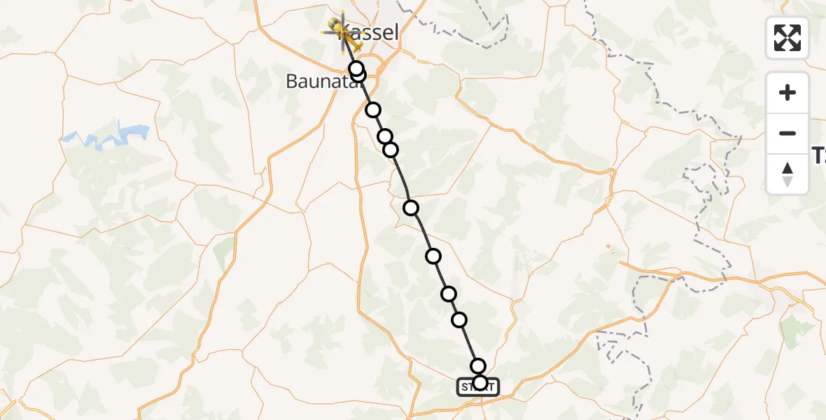 Flugroute Rettungshubschrauber Bad Hersfeld Hospital - Kassel, 30 April 2026, 12:05