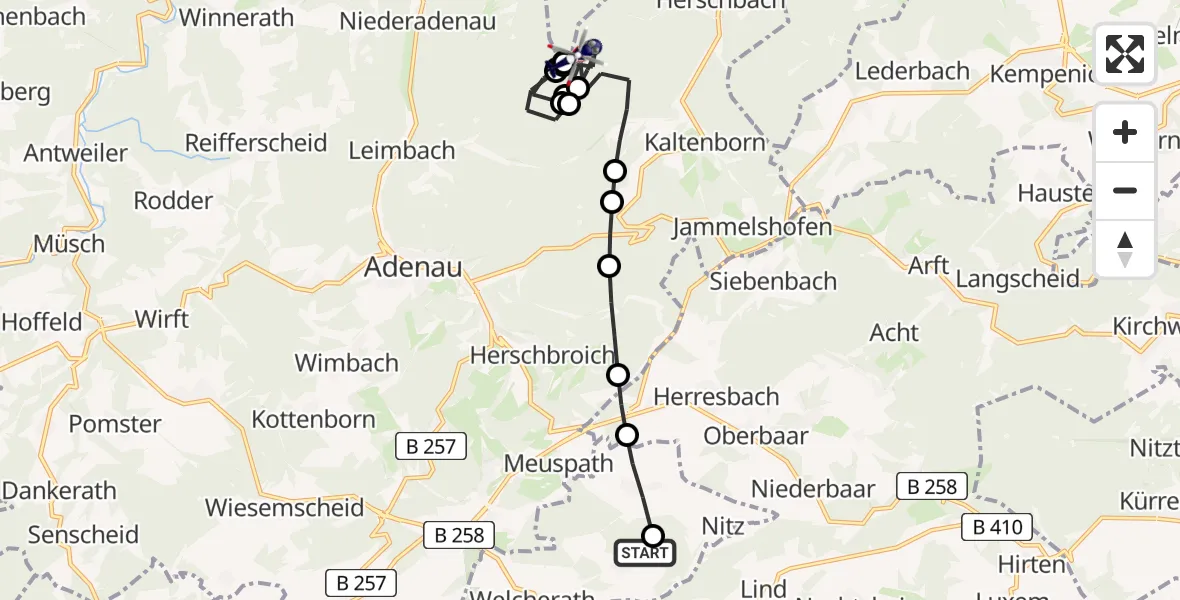 Flugroute Polizeihubschrauber Kirsbach - Kaltenborn, 30 April 2026, 12:16