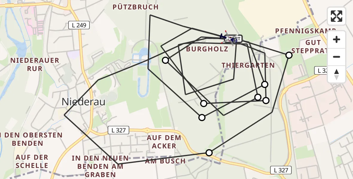 Flugroute Polizeihubschrauber Düren - Düren, 30 April 2026, 12:20