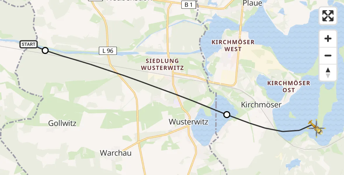 Flugroute Rettungshubschrauber Jerichow - Brandenburg an der Havel, 30 April 2026, 12:23