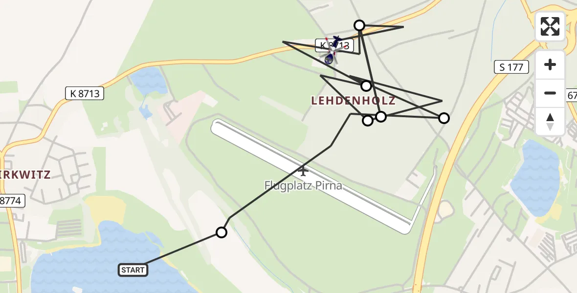 Flugroute Polizeihubschrauber Pirna - Pirna, 30 April 2026, 12:26