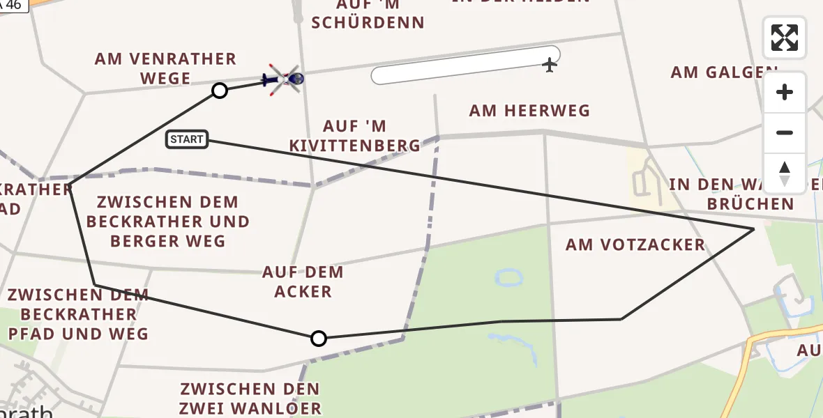Flugroute Polizeihubschrauber Mönchengladbach - Mönchengladbach, 30 April 2026, 12:27