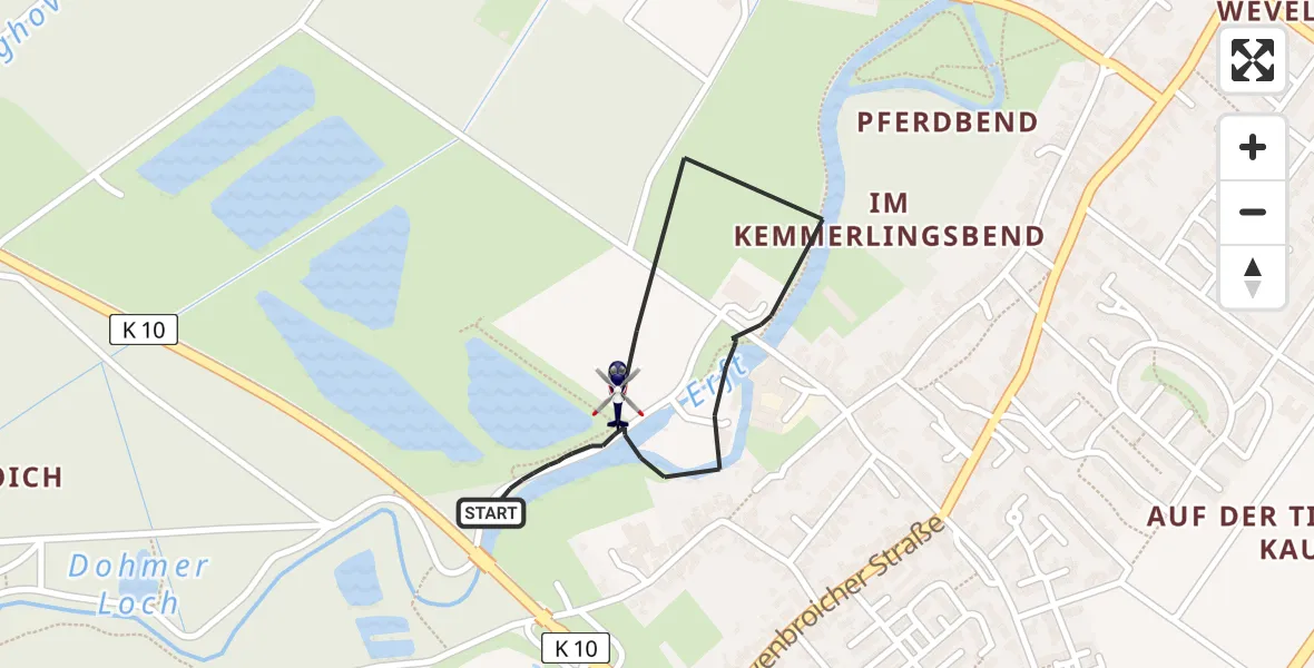 Flugroute Polizeihubschrauber Grevenbroich - Grevenbroich, 30 April 2026, 12:30
