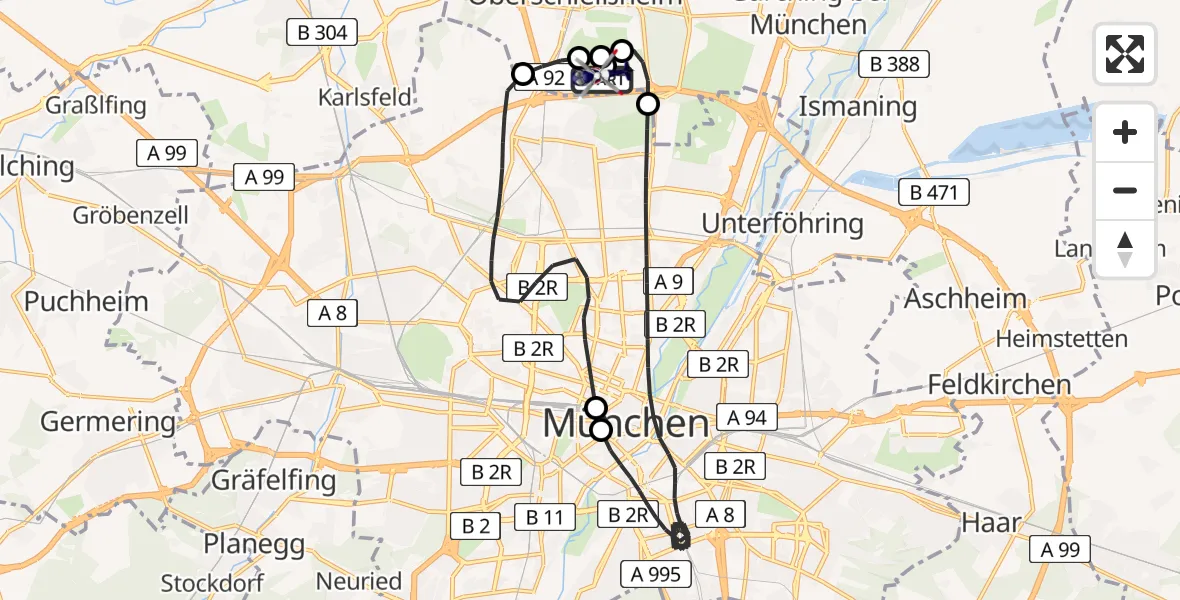 Flugroute Polizeihubschrauber Oberschleißheim - Oberschleißheim, 30 April 2026, 12:31