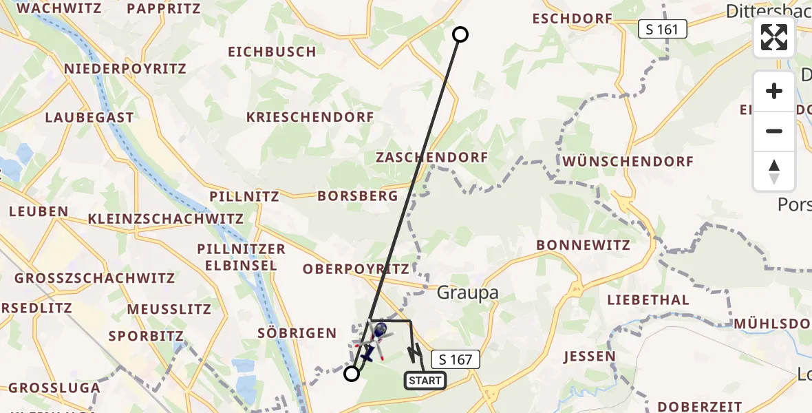 Flugroute Polizeihubschrauber Pirna - Pirna, 30 April 2026, 12:32