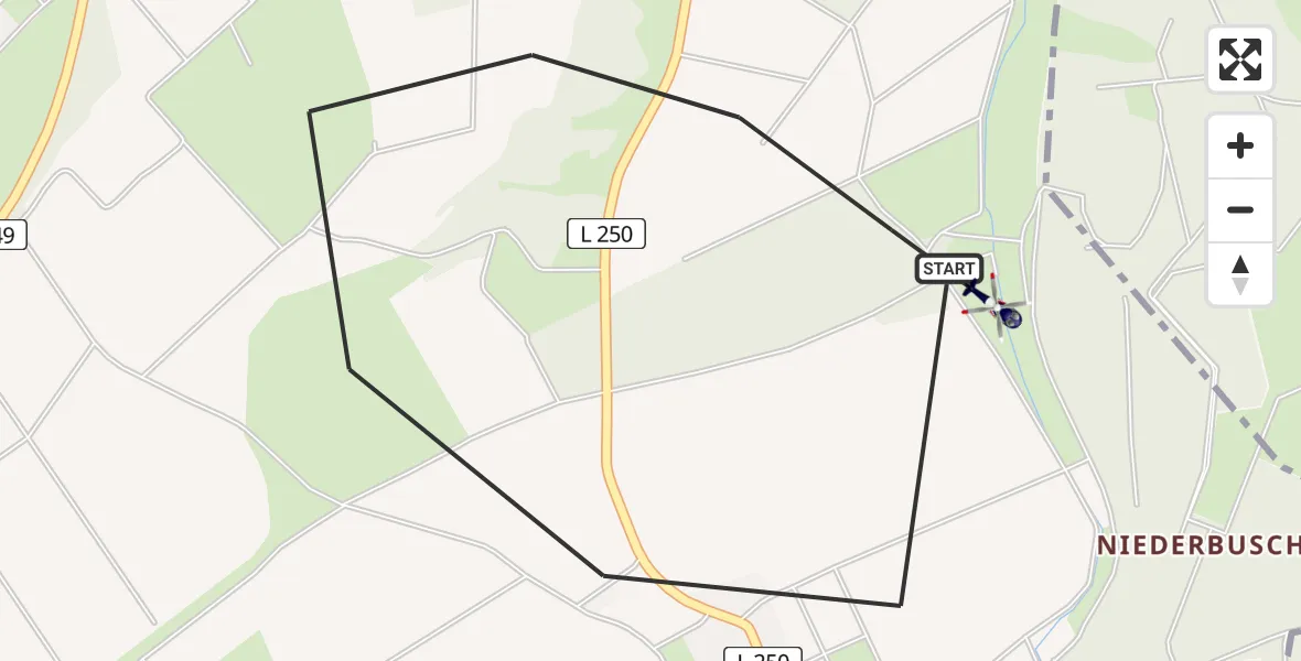 Flugroute Polizeihubschrauber Kreuzau - Kreuzau, 30 April 2026, 12:35