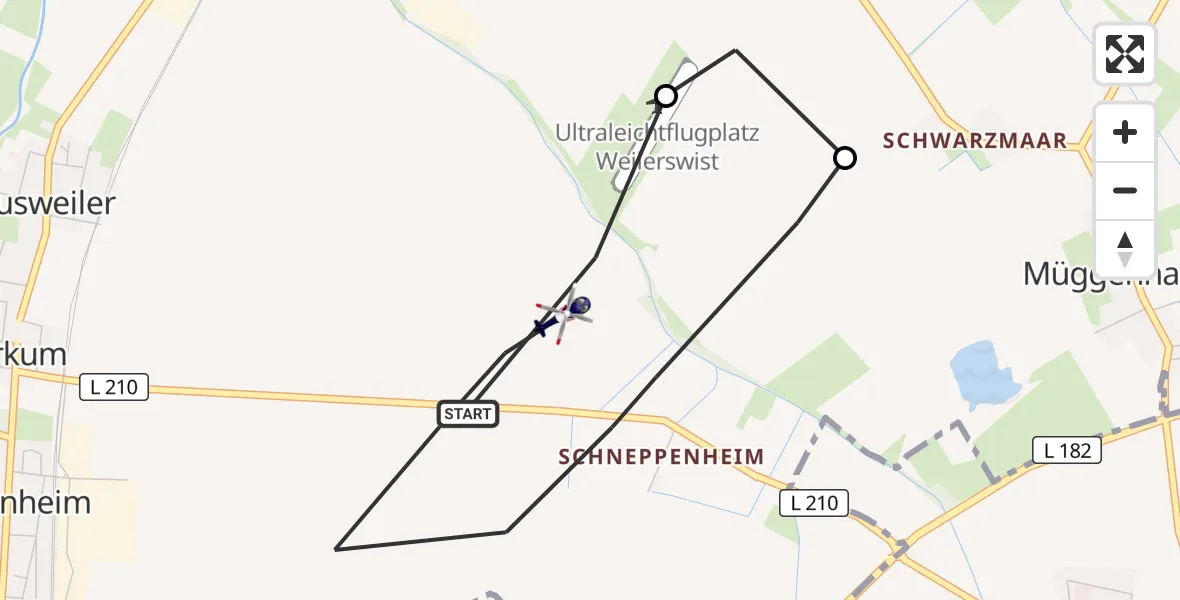Flugroute Polizeihubschrauber Weilerswist - Weilerswist, 30 April 2026, 12:43