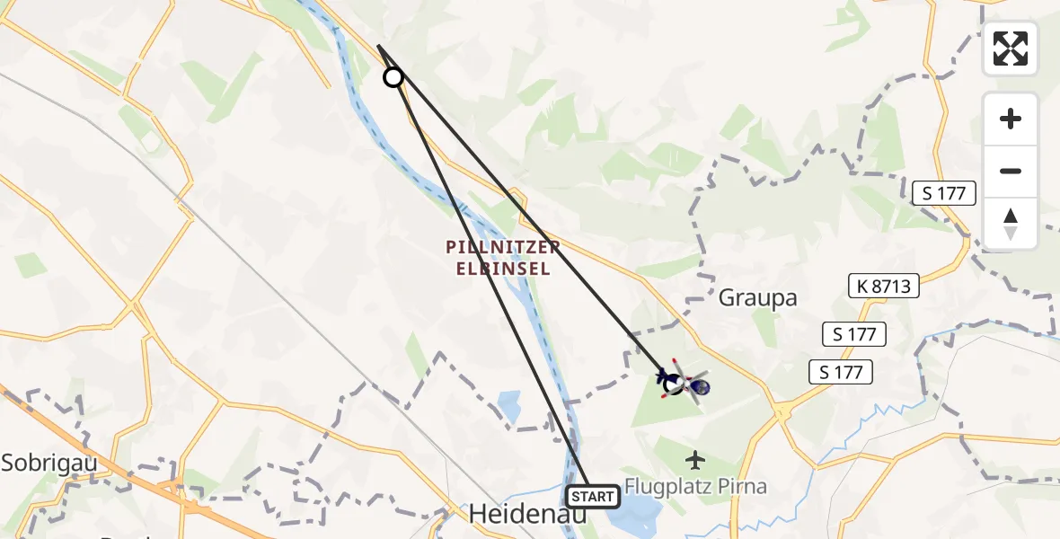 Flugroute Polizeihubschrauber Pirna - Pirna, 30 April 2026, 12:46