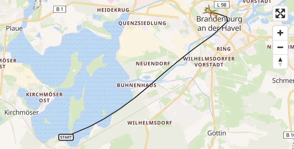 Flugroute Rettungshubschrauber Brandenburg an der Havel - Brandenburg an der Havel, 30 April 2026, 12:47