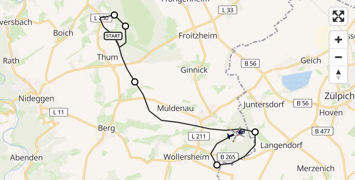 Flugroute Polizeihubschrauber Kreuzau - Nideggen, 30 April 2026, 12:51