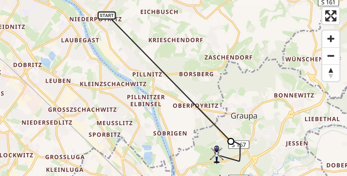 Flugroute Polizeihubschrauber Dresden - Pirna, 30 April 2026, 12:53