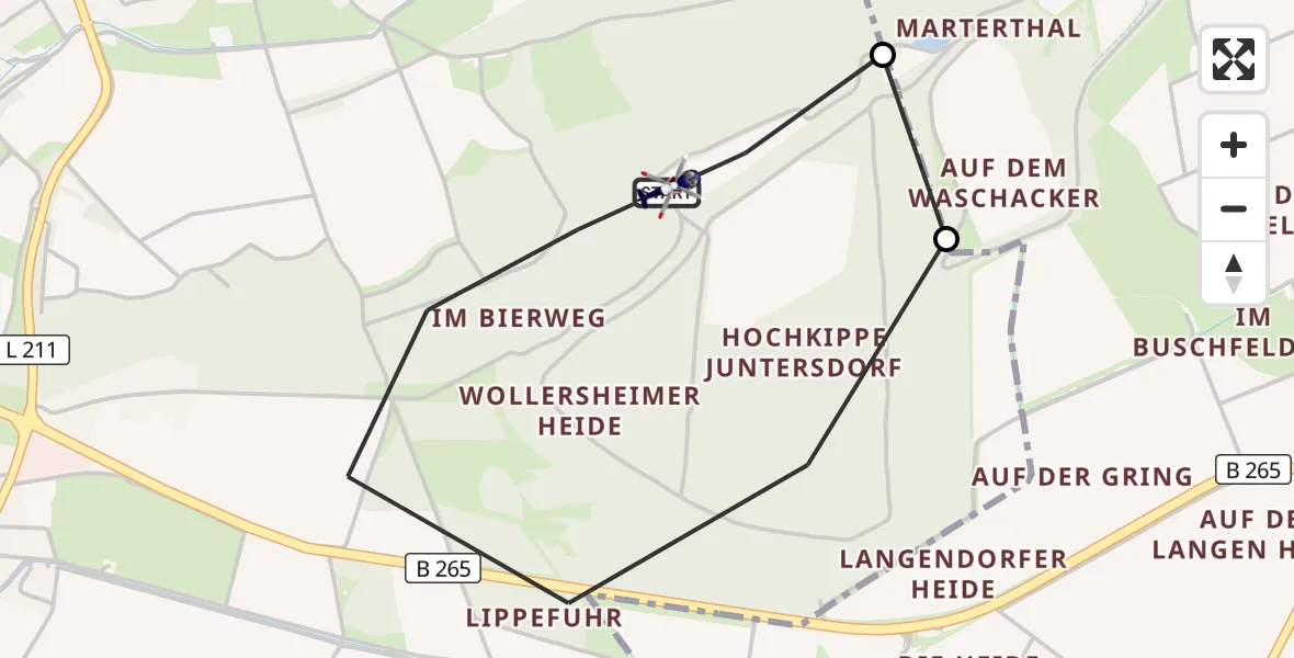 Flugroute Polizeihubschrauber Nideggen - Nideggen, 30 April 2026, 13:00