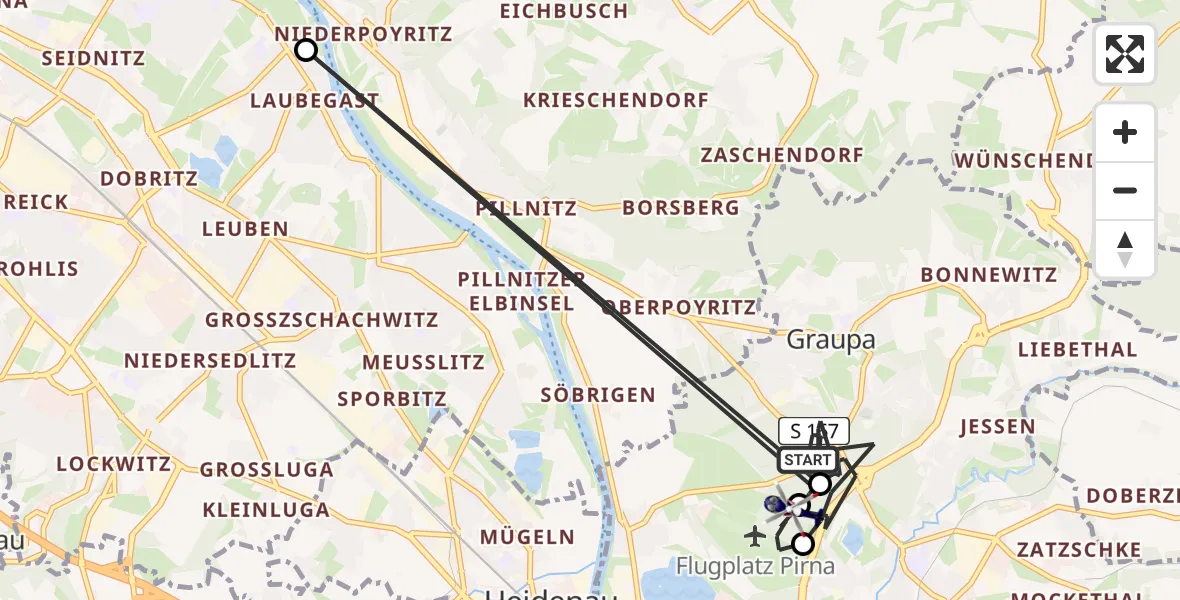 Flugroute Polizeihubschrauber Pirna - Pirna, 30 April 2026, 13:03