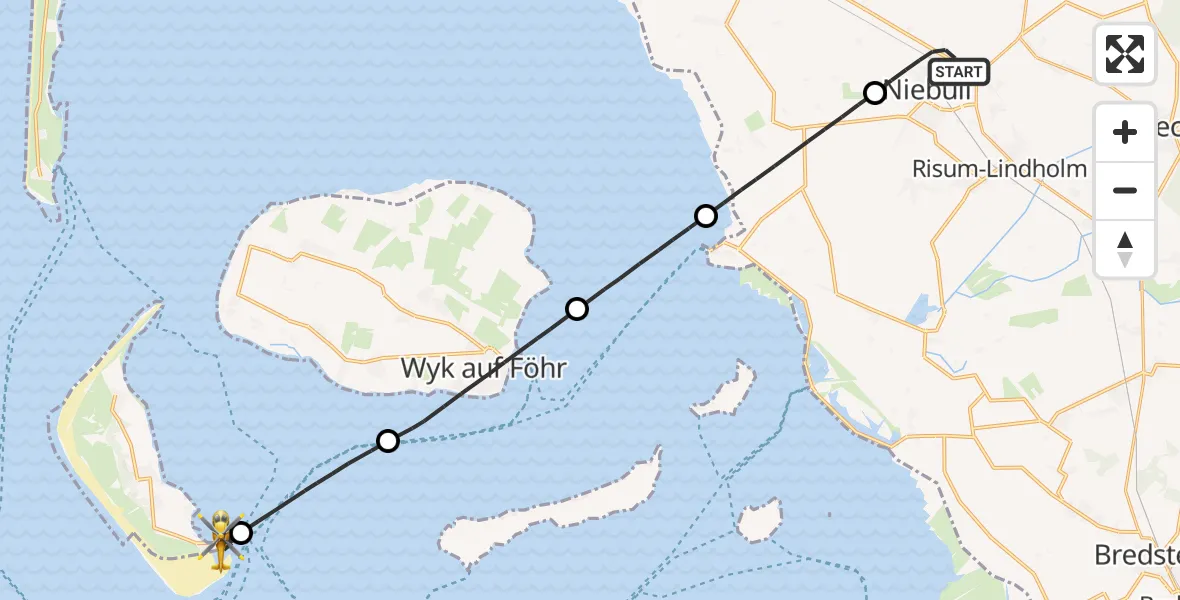 Flugroute Rettungshubschrauber Niebüll - Wittdün auf Amrum, 30 April 2026, 13:06