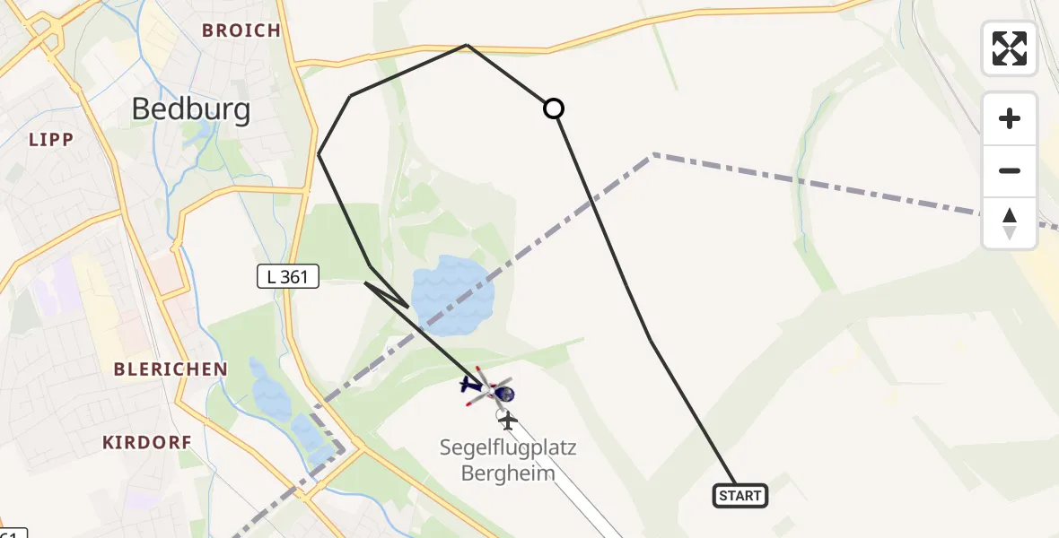 Flugroute Polizeihubschrauber Bergheim - Bergheim, 30 April 2026, 13:12
