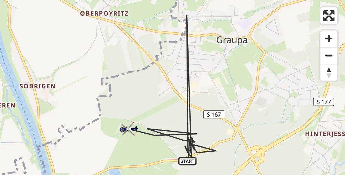 Flugroute Polizeihubschrauber Pirna - Pirna, 30 April 2026, 13:23