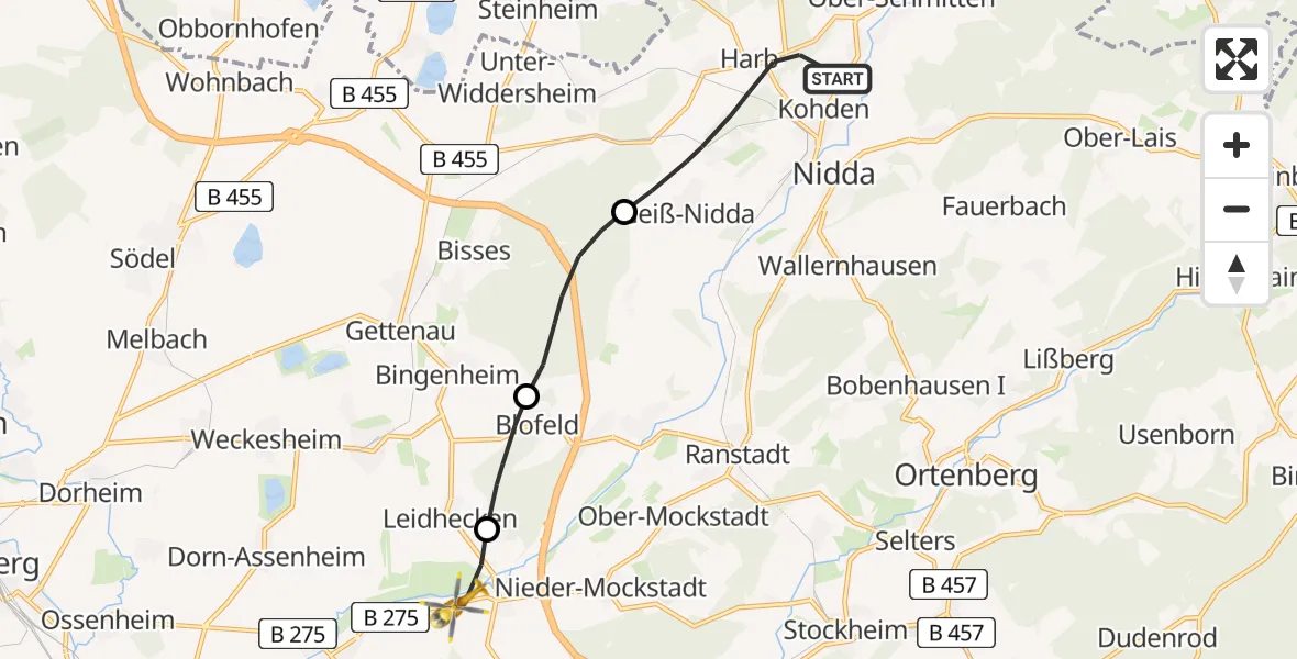 Flugroute Ambulanzhubschrauber Nidda - Florstadt, 30 April 2026, 14:38