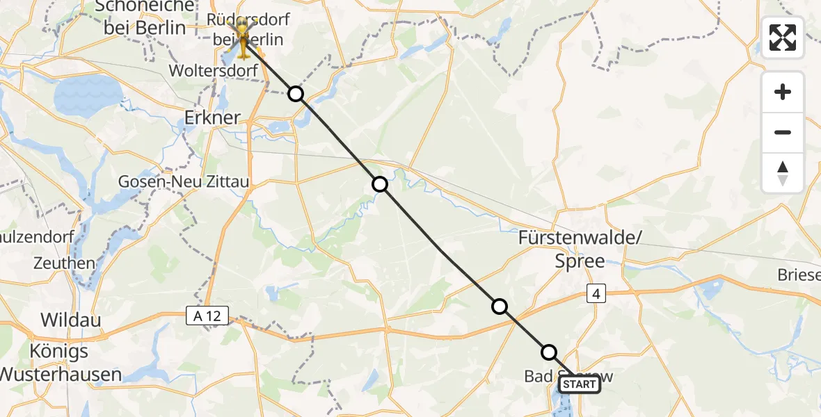 Flugroute Rettungshubschrauber Bad Saarow - Rüdersdorf bei Berlin, 30 April 2026, 14:39