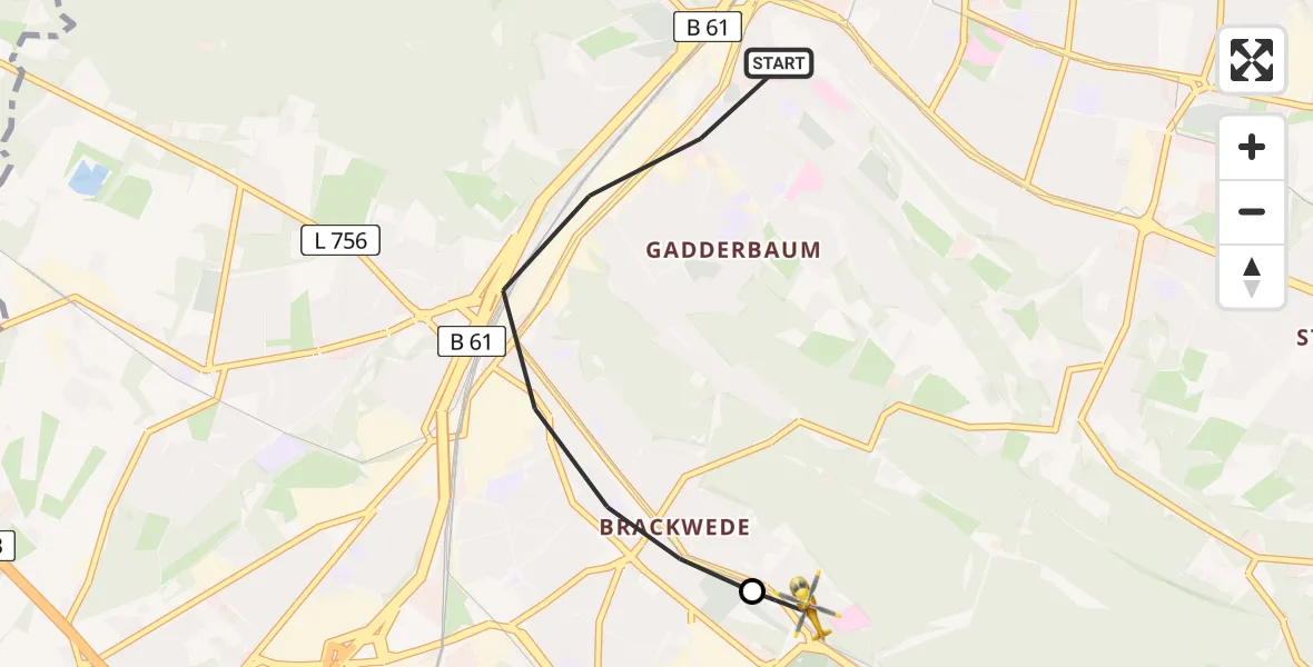 Flugroute Rettungshubschrauber Bielefeld - Luftrettungszentrum Bielefeld, 30 April 2026, 14:43
