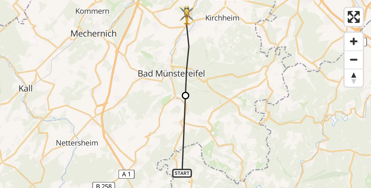 Flugroute Ambulanzhubschrauber Hümmel - Bad Münstereifel, 30 April 2026, 14:47