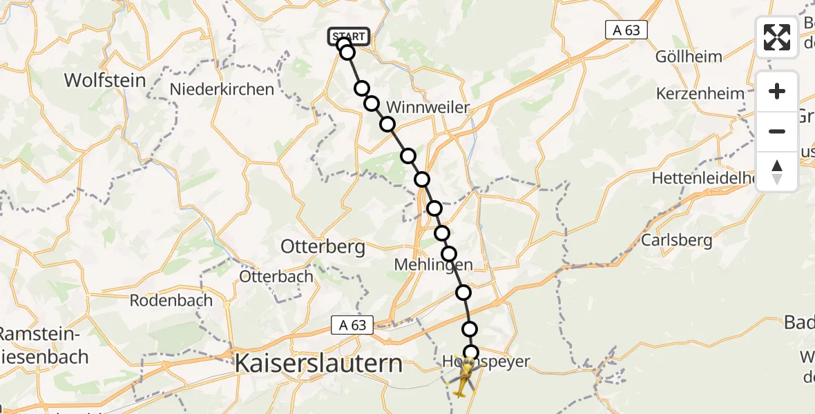 Flugroute Rettungshubschrauber Imsweiler UL - Hochspeyer, 30 April 2026, 15:06